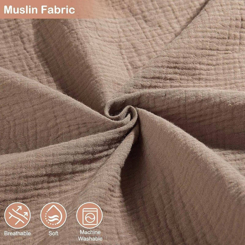 Basumee Muslin Changing Pad Cover Waterproof 2 Pack Baby Changing Table Covers for Boys and Girls Soft Breathable Nursery Diaper Change Table Cover Pad Fits 32"x16", Lvory and Brown - Image 3
